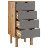 NNEVL Drawer Cabinet OTTA Brown&Grey 45x39x90cm Solid Wood Pine