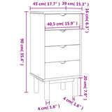 NNEVL Drawer Cabinet OTTA Brown&Grey 45x39x90cm Solid Wood Pine
