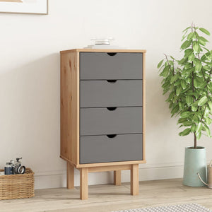 NNEVL Drawer Cabinet OTTA Brown&Grey 45x39x90cm Solid Wood Pine