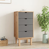 NNEVL Drawer Cabinet OTTA Brown&Grey 45x39x90cm Solid Wood Pine