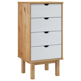NNEVL Drawer Cabinet OTTA Brown&White 45x39x90cm Solid Wood Pine