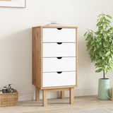 NNEVL Drawer Cabinet OTTA Brown&White 45x39x90cm Solid Wood Pine