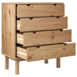 NNEVL Drawer Cabinet OTTA 76.5x39.5x90cm Solid Wood Pine