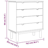 NNEVL Drawer Cabinet OTTA 76.5x39.5x90cm Solid Wood Pine
