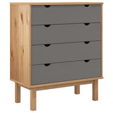 NNEVL Drawer Cabinet OTTA Brown&Grey 76.5x39.5x90cm Solid Wood Pine