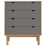NNEVL Drawer Cabinet OTTA Brown&Grey 76.5x39.5x90cm Solid Wood Pine