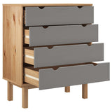 NNEVL Drawer Cabinet OTTA Brown&Grey 76.5x39.5x90cm Solid Wood Pine