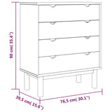NNEVL Drawer Cabinet OTTA Brown&Grey 76.5x39.5x90cm Solid Wood Pine