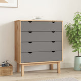 NNEVL Drawer Cabinet OTTA Brown&Grey 76.5x39.5x90cm Solid Wood Pine
