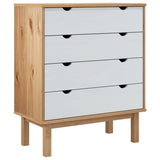 NNEVL Drawer Cabinet OTTA Brown&White 76.5x39.5x90cm Solid Wood Pine