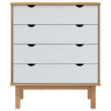 NNEVL Drawer Cabinet OTTA Brown&White 76.5x39.5x90cm Solid Wood Pine
