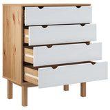 NNEVL Drawer Cabinet OTTA Brown&White 76.5x39.5x90cm Solid Wood Pine