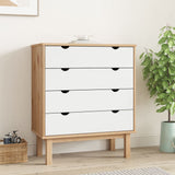 NNEVL Drawer Cabinet OTTA Brown&White 76.5x39.5x90cm Solid Wood Pine