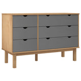 NNEVL Drawer Cabinet OTTA Brown&Grey 111x43x73.5 cm Solid Wood Pine