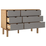 NNEVL Drawer Cabinet OTTA Brown&Grey 111x43x73.5 cm Solid Wood Pine
