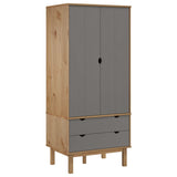 NNEVL Wardrobe OTTA Brown and Grey 76.5x53x172 cm Solid Wood Pine