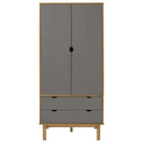 NNEVL Wardrobe OTTA Brown and Grey 76.5x53x172 cm Solid Wood Pine