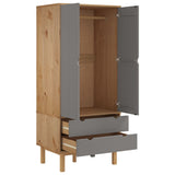 NNEVL Wardrobe OTTA Brown and Grey 76.5x53x172 cm Solid Wood Pine