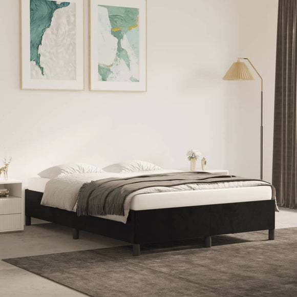 NNEVL Bed Frame without Mattress Black 137x187 cm Double Velvet