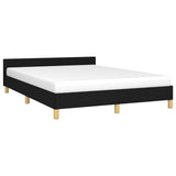 NNEVL Bed Frame with Headboard Black 137x187 cm Double Fabric