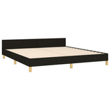 NNEVL Bed Frame with Headboard Black 153x203 cm Queen Fabric