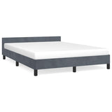 NNEVL Bed Frame without Mattress Dark Grey Queen Velvet