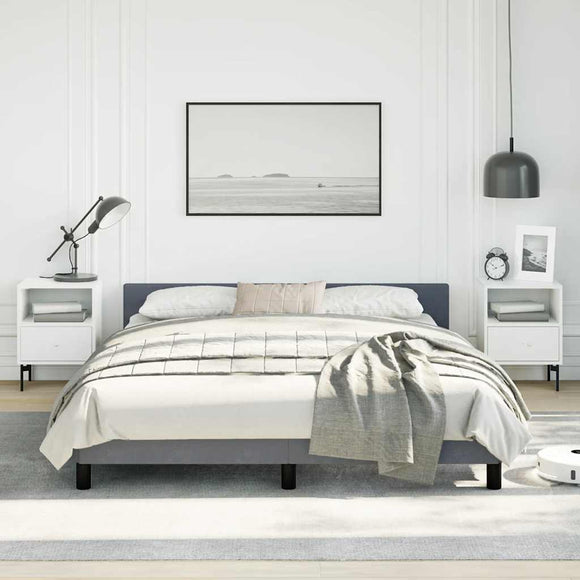 NNEVL Bed Frame without Mattress Dark Grey Queen Velvet