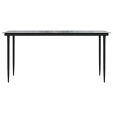 NNEVL Garden Dining Table Black 160x80x74cm Steel and Tempered Glass