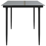 NNEVL Garden Dining Table Black 160x80x74cm Steel and Tempered Glass