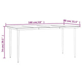 NNEVL Garden Dining Table Black 160x80x74cm Steel and Tempered Glass