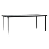 NNEVL Garden Dining Table Black 200x100x74cm Steel and Tempered Glass