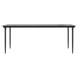 NNEVL Garden Dining Table Black 200x100x74cm Steel and Tempered Glass