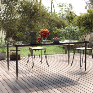 NNEVL Garden Dining Table Black 200x100x74cm Steel and Tempered Glass