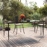 NNEVL Garden Dining Table Black 200x100x74cm Steel and Tempered Glass