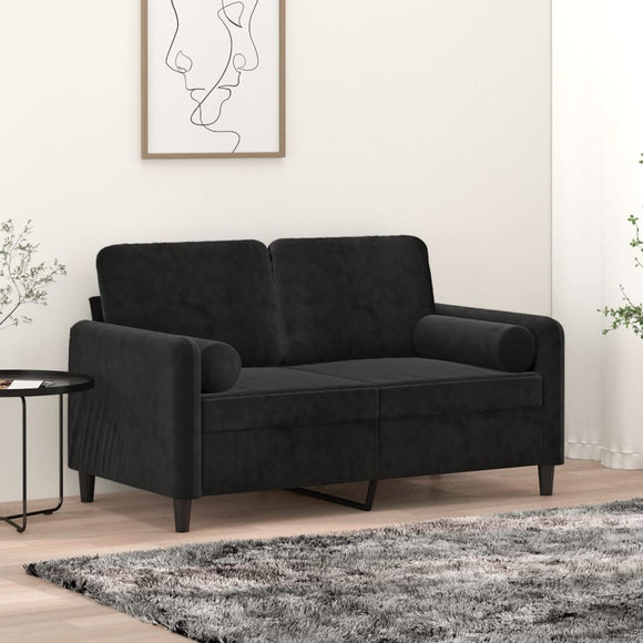 NNEVL Throw Pillows 2 pcs Black Diameter 15x50 cm Velvet