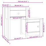 NNEVL Bedside Cabinet 79.5x38x65.5 cm Solid Wood Pine