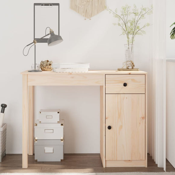 NNEVL Desk 100x50x75 cm Solid Wood Pine