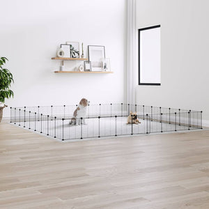 NNEVL 36-Panel Pet Cage with Door Black 35x35 cm Steel