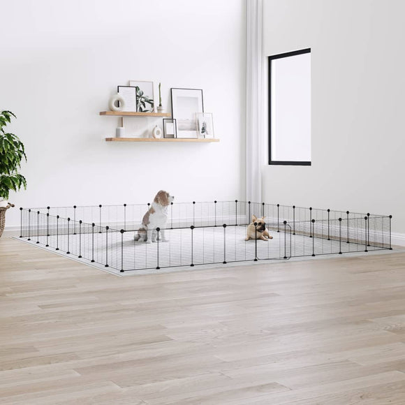 NNEVL 36-Panel Pet Cage with Door Black 35x35 cm Steel