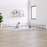 NNEVL 36-Panel Pet Cage with Door Black 35x35 cm Steel