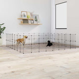 NNEVL 60-Panel Pet Cage with Door Black 35x35 cm Steel