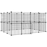 NNEVL 28-Panel Pet Cage with Door Black 35x35 cm Steel