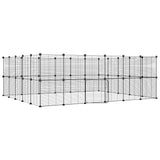 NNEVL 44-Panel Pet Cage with Door Black 35x35 cm Steel