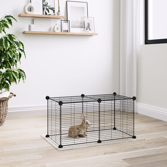 NNEVL 8-Panel Pet Cage Black 35x35 cm Steel