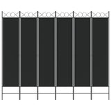 NNEVL 6-Panel Room Divider Black 240x200 cm Fabric