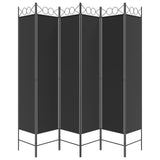 NNEVL 6-Panel Room Divider Black 240x200 cm Fabric