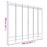 NNEVL 6-Panel Room Divider Black 240x200 cm Fabric