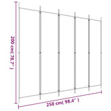 NNEVL 5-Panel Room Divider White 250x200 cm Fabric