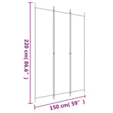 NNEVL 3-Panel Room Divider Black 150x220 cm Fabric