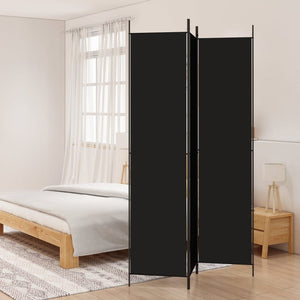 NNEVL 3-Panel Room Divider Black 150x220 cm Fabric